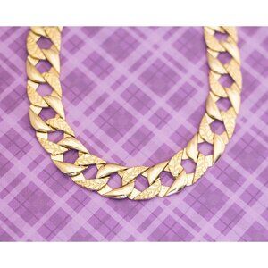 Vintage Sharp Curb Style Gold Tone Chain Necklace 23 inch - V11